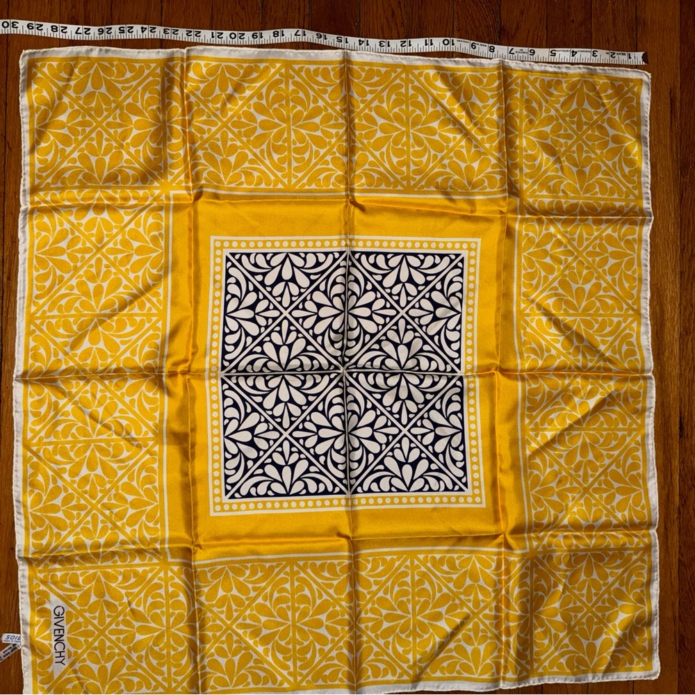 Givenchy Yellow Patterned Silk Scarf - image 3